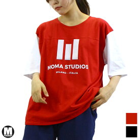 MOMA STUDIOS モマ スタジオロゴ Tシャツ オーバーサイズ マルチカラー BLACK RED Mサイズ Lサイズ