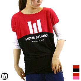 MOMA STUDIOS モマ スタジオロゴ Tシャツ MAGLIA CRAZY REDBLACK REDPINK ONEサイズ