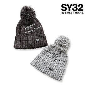 SY32 by SWEET YEARS エスワイ32 BONBON ニット キャップ ロゴ BLACK GRAY ONEサイズ