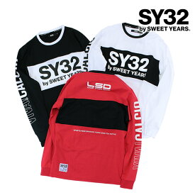 アウトレット SY32 by SWEET YEARS エスワイ32 EXCHANGE CALCIO バイカラー ロングスリーブ BLACK RED WHITE Mサイズ Lサイズ XLサイズ