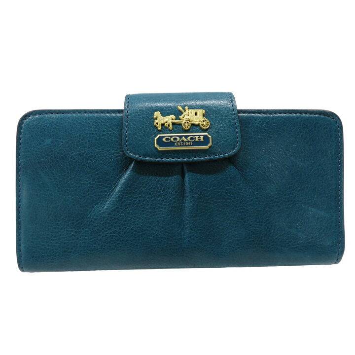 楽天市場】COACH コーチ 三つ折り長財布 ブルー系 【中古】レディース  
