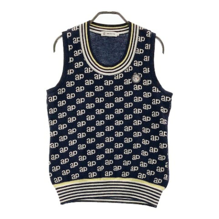 楽天市場】AND PER SE アンパスィ ニットベスト ワッペン ロゴ 総柄 
