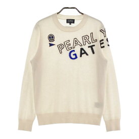 PEARLY GATES パーリーゲイツ 2022年モデル カシミヤ ニットセーター ロゴ ホワイト系 1 【中古】ゴルフウェア レディース