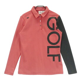 DESCENTE GOLF デサントゴルフ 長袖ポロシャツ レッド系 L 【中古】ゴルフウェア レディース