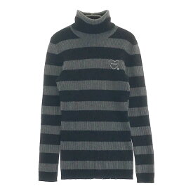 BURBERRY バーバリー タートルネック ニットセーター ボーダー柄 グレー系 38 【中古】レディース