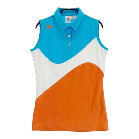 DESCENTE GOLF デサントゴルフ 2022年モデル ノースリーブポロシャツ オレンジ系 S 【中古】ゴルフウェア レディース