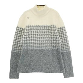 DESCENTE GOLF デサントゴルフ ウール混 ハイネック ニットセーター 総柄 グレー系 L 【中古】ゴルフウェア レディース