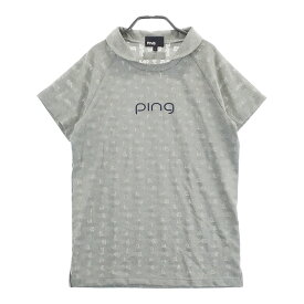PING ピン 2023年モデル 襟付 半袖Tシャツ 総柄 グレー系 M 【中古】ゴルフウェア レディース