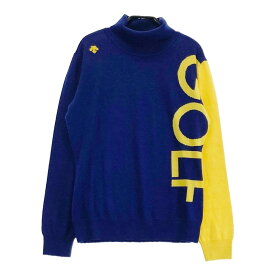 DESCENTE GOLF デサントゴルフ タートルネック 長袖ニットセーター ネイビー系 L 【中古】ゴルフウェア レディース