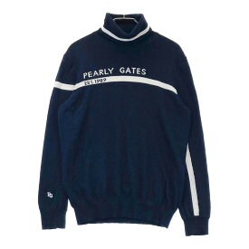 PEARLY GATES パーリーゲイツ タートル ニット セーター ネイビー系 0 【中古】ゴルフウェア レディース