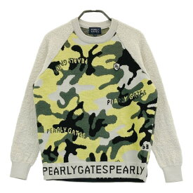 PEARLY GATES パーリーゲイツ 切替 ニットセーター カモフラ柄 カーキ系 0 【中古】ゴルフウェア レディース