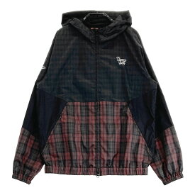 BEAMS GOLF ビームスゴルフ フード付 裏メッシュ ジップジャケット チェック柄 ブラウン系 L 【中古】ゴルフウェア レディース