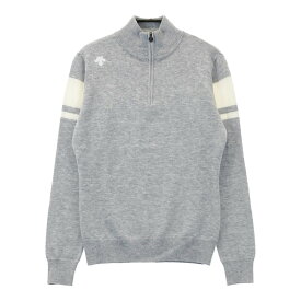 DESCENTE GOLF デサントゴルフ ハーフジップ ニット セーター グレー系 S 【中古】ゴルフウェア レディース