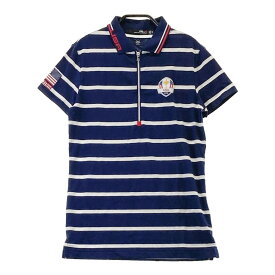 RLX ラルフローレン ハーフジップ 半袖ポロシャツ ボーダー柄 ネイビー系 XS 【中古】ゴルフウェア レディース