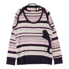 M.U SPORTS エムユースポーツ ニット ベスト ボレロ セットアップ ボーダー柄 ピンク系 42 【中古】ゴルフウェア レディース
