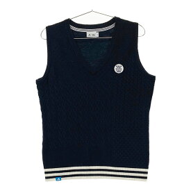 ADIDAS GOLF アディダスゴルフ U31458 ウール混 Vネック ニットベスト ネイビー系 L 【中古】ゴルフウェア レディース