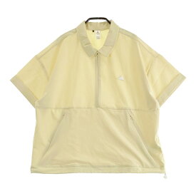 ADIDAS GOLF アディダスゴルフ 2024年モデル シアサッカー ハーフジップ 半袖Tシャツ ストライプ柄 イエロー系 2XL 【中古】ゴルフウェア レディース