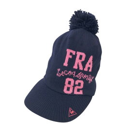 LE COQ GOLF ルコックゴルフ ボンボン付 ニットキャップ ネイビー系 FREE 【中古】ゴルフウェア