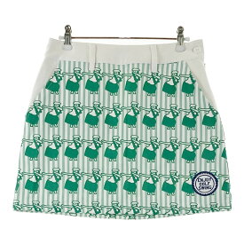 CUARTO UNITED クアルトユナイテッド ; ストレッチスカート フラダンス ストライプ柄 グリーン系 M 【中古】ゴルフウェア レディース