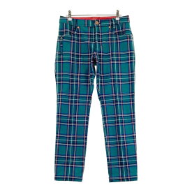 LE COQ GOLF ルコックゴルフ 裏起毛 ストレッチパンツ チェック柄 グリーン系 11 【中古】ゴルフウェア レディース