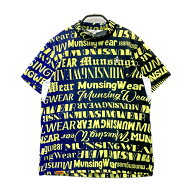 MUNSING WEAR マンシングウェア 2024年モデル モックネック 半袖Tシャツ ロゴ総柄 ネイビー系 LL 【中古…