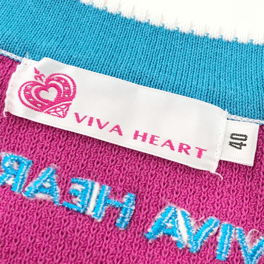 VIVA HEART ビバハート 012-13210 薄手 Vネック ニットセーター  ピンク系 40 ゴルフウェア レディース