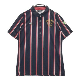 KAPPA GOLF カッパゴルフ 半袖ポロシャツ ストライプ柄 ネイビー系 L 【中古】ゴルフウェア レディース