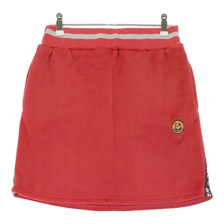 CUARTO UNITED クアルトユナイテッド ベロア調 ニコちゃん ストレッチスカート レッド系 M 【中古】ゴルフウェア レディース 中古ゴルフウェア通販STST ★特価60%OFF★CUARTO UNITED クアルトユナイテッド コーデュロイスカート ベージュ×レッド スマイル ニコ 刺しゅう レディース M ゴルフウェア