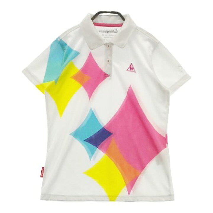 LE COQ GOLF ルコックゴルフ 半袖ポロシャツ 総柄 ホワイト系 L 【中古】ゴルフウェア レディース 中古ゴルフウェア 通販STST LE COQ GOLF ルコックゴルフ 半袖ポロシャツ ホワイト系 L ゴルフウェア レディース