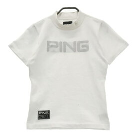 PING ピン 2023年モデル ハイネックニット半袖Tシャツ ホワイト系 S 【中古】ゴルフウェア レディース