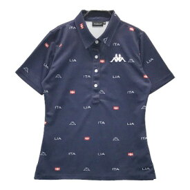 KAPPA GOLF(AW) カッパゴルフ 半袖 ポロシャツ 総柄 ネイビー系 M 【中古】ゴルフウェア レディース