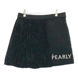 PEARLY GATES パーリーゲイツ 30周年モデル ベロア切替 プリーツスカート ブラック系 1 【中古】ゴルフウェア レディース