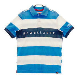 NEW BALANCE ニューバランス 半袖ポロシャツ ボーダー柄 ブルー系 4 【中古】ゴルフウェア メンズ