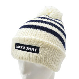 JACK BUNNY ジャックバニー ニット帽 ボーダー柄 ホワイト系 FR 【中古】ゴルフウェア