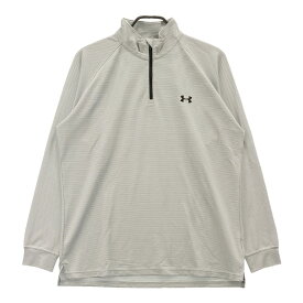 UNDER ARMOUR アンダーアーマー ハーフジップ 長袖Tシャツ ボーダー柄 グレー系 LG 【中古】ゴルフウェア メンズ