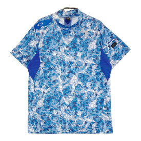 OAKLEY オークリー ハイネック半袖Tシャツ 総柄 ブルー系 L 【中古】ゴルフウェア メンズ