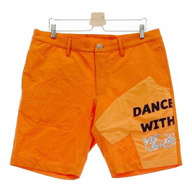 DANCE WITH DRAGON ダンスウィズドラゴン ストレッチ ハーフパンツ スパンコールロゴ オレンジ系 5 【中古】ゴルフウェア メンズ