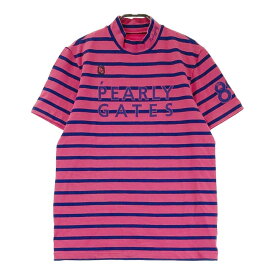 PEARLY GATES パーリーゲイツ ハイネック半袖Tシャツ ボーダー柄 ピンク系 5 【中古】ゴルフウェア メンズ