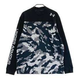 UNDER ARMOUR アンダーアーマー 1358628 ハイネック 長袖Tシャツ 迷彩 カモフラ柄 ブラック系 M 【中古】ゴルフウェア メンズ