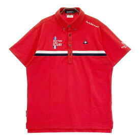 LECOQ GOLF ルコックゴルフ 半袖ポロシャツ ボタンダウン レッド系 LL 【中古】ゴルフウェア メンズ