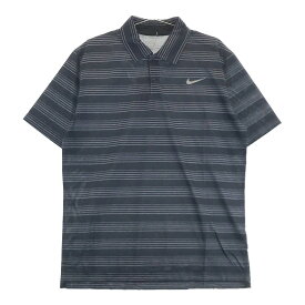 NIKE GOLF ナイキゴルフ 半袖ポロシャツ ボーダー柄 ブラック系 XL 【中古】ゴルフウェア メンズ