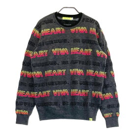 VIVA HEART ビバハート ウール混 ニットセーター 総柄 グレー系 48 【中古】ゴルフウェア メンズ