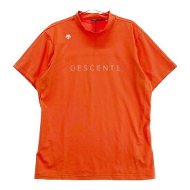 DESCENTE GOLF デサントゴルフ 2023年モデル ハイネック 半袖Tシャツ ロゴ オレンジ系 XO 【中古】ゴルフウェア メンズ