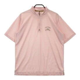 CUTTER&BUCK カッターアンドバック ハーフジップ 半袖Tシャツ ボーダー柄 ピンク系 L 【中古】ゴルフウェア メンズ