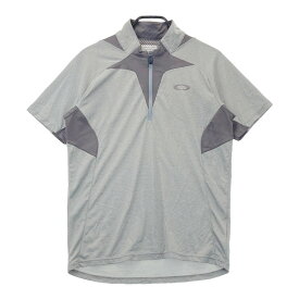 OAKLEY オークリー 433016JP ハーフジップ 半袖Tシャツ 総柄 グレー系 L 【中古】ゴルフウェア メンズ