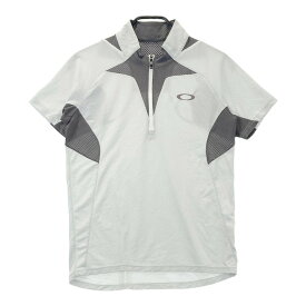 OAKLEY オークリー 433016JP ハーフジップ 半袖Tシャツ 総柄 ホワイト系 【中古】ゴルフウェア メンズ