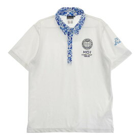 KAPPA GOLF カッパゴルフ 半袖ポロシャツ 花柄 ホワイト系 L 【中古】ゴルフウェア メンズ