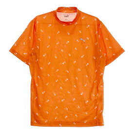 PUMA GOLF プーマゴルフ ハイネック 半袖 Tシャツ 総柄 オレンジ系 L 【中古】ゴルフウェア メンズ