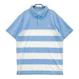 PUMA GOLF プーマゴルフ 半袖ポロシャツ ボーダー柄 ブルー系 XL 【中古】ゴルフウェア メンズ