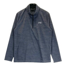 UNDER ARMOUR アンダーアーマー 1298951 ハーフジップ 長袖Tシャツ ボーダー柄 グレー系 MD/M 【中古】ゴルフウェア メンズ